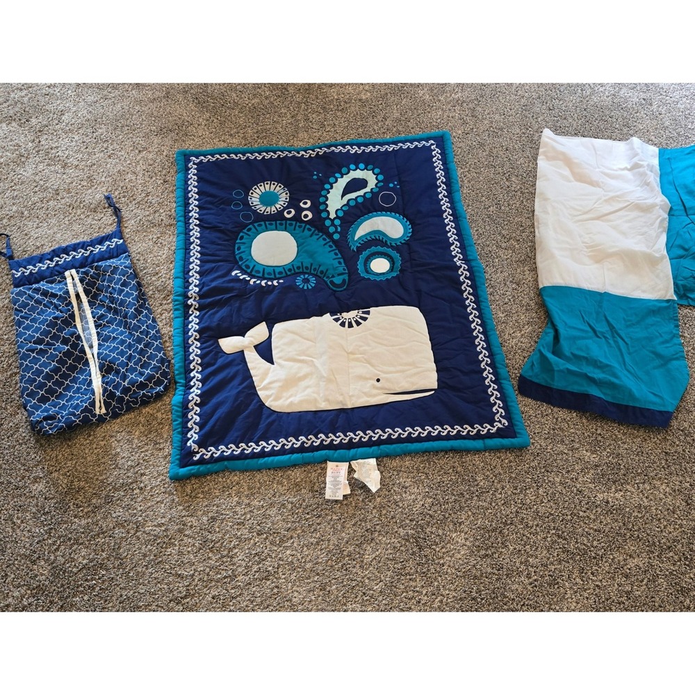 Happy Chic Baby Nursery Bedding Set Navy Blue Whale Nautical Jonathan Adler 3pc